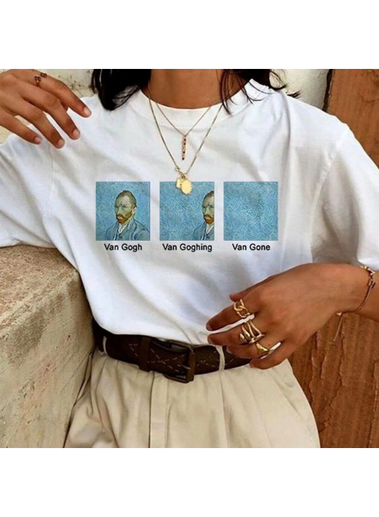 Kadın Baskılı Oversize kısa kol T-Shirt - Beyaz Kadın Baskılı Oversize kısa kol T-Shirt - Beyaz