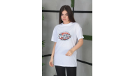 Kadın Kısa Kol Yazlık Tişört Bisiklet Yaka Baskılı Oversize T-Shirt - Beyaz Kadın Kısa Kol Yazlık Tişört Bisiklet Yaka Baskılı Oversize T-Shirt - Beyaz