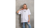 Kadın Kısa Kol Yazlık Tişört Bisiklet Yaka Baskılı Oversize T-Shirt - Beyaz Kadın Kısa Kol Yazlık Tişört Bisiklet Yaka Baskılı Oversize T-Shirt - Beyaz