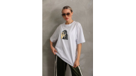Kadın Baskılı T-Shirt Kısa Kol Bisiklet Yaka Oversize Rahat Kalıp Günlük Tişört - Beyaz Kadın Baskılı T-Shirt Kısa Kol Bisiklet Yaka Oversize Rahat Kalıp Günlük Tişört - Beyaz