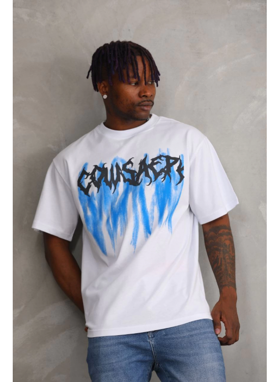 Erkek Baskılı T-Shirt Kısa Kol Bisiklet Yaka Rahat Kalıp Tişört - Beyaz Erkek Baskılı T-Shirt Kısa Kol Bisiklet Yaka Rahat Kalıp Tişört - Beyaz