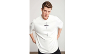 Erkek Baskılı T-Shirt Kısa Kol Bisiklet Yaka Regular Fit Rahat Kalıp Tişört - Beyaz