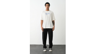 Erkek Kısa Kol Yazlık Tişört Bisiklet Yaka Baskılı Oversize T-Shirt - Beyaz Erkek Kısa Kol Yazlık Tişört Bisiklet Yaka Baskılı Oversize T-Shirt - Beyaz