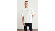 Erkek Baskılı T-Shirt Kısa Kol Bisiklet Yaka Regular Fit Rahat Kalıp Tişört - Beyaz