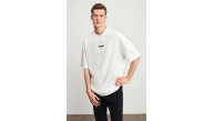 Erkek Baskılı T-Shirt Kısa Kol Bisiklet Yaka Regular Fit Rahat Kalıp Tişört - Beyaz
