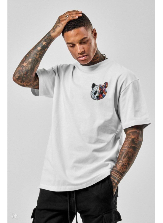 Erkek Baskılı T-Shirt Kısa Kol Bisiklet Yaka Regular Fit Rahat Kalıp Tişört -  Beyaz