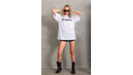 Kadın Kısa Kol Yazlık Tişört Bisiklet Yaka Baskılı Oversize T-Shirt - Beyaz Kadın Kısa Kol Yazlık Tişört Bisiklet Yaka Baskılı Oversize T-Shirt - Beyaz