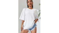 Kadın Baskılı Oversize kısa kol T-Shirt - Beyaz Kadın Baskılı Oversize kısa kol T-Shirt - Beyaz