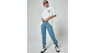 Kadın Tişort Kalp Baskılı Bisiklet yaka Kısa kol T-Shirt - Beyaz Kadın Tişort Kalp Baskılı Bisiklet yaka Kısa kol T-Shirt - Beyaz