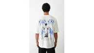 Erkek Kısa Kol Yazlık Tişört Bisiklet Yaka Baskılı Oversize T-Shirt - Beyaz Erkek Kısa Kol Yazlık Tişört Bisiklet Yaka Baskılı Oversize T-Shirt - Beyaz