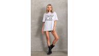 Kadın ön ve arka Baskılı Oversize Kısa kol T-Shirt - Beyaz Kadın ön ve arka Baskılı Oversize Kısa kol T-Shirt - Beyaz