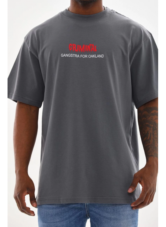 Erkek Baskılı T-Shirt Kısa Kol Bisiklet Yaka Rahat Kalıp Tişört - Füme Erkek Baskılı T-Shirt Kısa Kol Bisiklet Yaka Rahat Kalıp Tişört - Füme