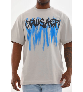 Erkek Baskılı T-Shirt Kısa Kol Bisiklet Yaka Rahat Kalıp Tişört - Gri