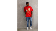 Erkek Baskılı T-Shirt Kısa Kol Bisiklet Yaka Rahat Kalıp Tişört - Kırmızı Erkek Baskılı T-Shirt Kısa Kol Bisiklet Yaka Rahat Kalıp Tişört - Kırmızı