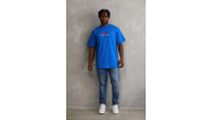 Erkek Baskılı T-Shirt Kısa Kol Bisiklet Yaka Rahat Kalıp Tişört - Mavi Erkek Baskılı T-Shirt Kısa Kol Bisiklet Yaka Rahat Kalıp Tişört - Mavi