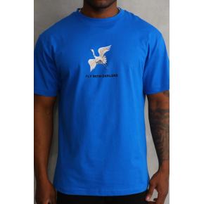 Erkek Baskılı T-Shirt Kısa Kol Bisiklet Yaka Rahat Kalıp Tişört - Mavi
