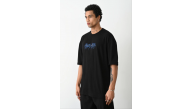 Erkek Baskılı Oversize  Kısa kol T-Shirt - Siyah