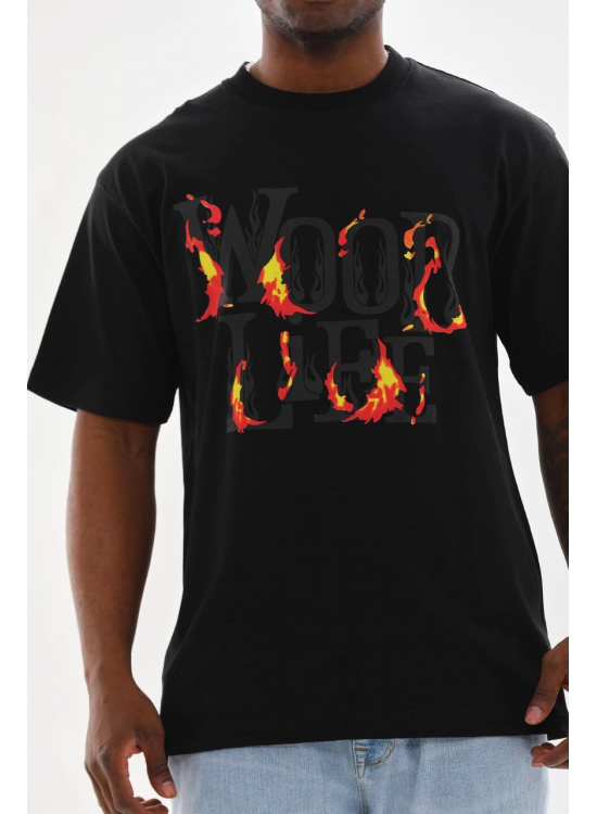 Erkek Baskılı T-Shirt Kısa Kol Bisiklet Yaka Rahat Kalıp Tişört - Siyah Erkek Baskılı T-Shirt Kısa Kol Bisiklet Yaka Rahat Kalıp Tişört - Siyah