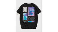 Kadın Baskılı T-Shirt Kısa Kol Bisiklet Yaka Oversize Rahat Kalıp Tişört - Siyah Kadın Baskılı T-Shirt Kısa Kol Bisiklet Yaka Oversize Rahat Kalıp Tişört - Siyah