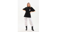 Kadın Kısa Kol Yazlık Tişört Bisiklet Yaka Baskılı Oversize T-Shirt - Siyah Kadın Kısa Kol Yazlık Tişört Bisiklet Yaka Baskılı Oversize T-Shirt - Siyah