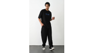 Erkek Baskılı Oversize  Kısa kol T-Shirt - Siyah