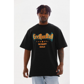 Erkek Baskılı T-Shirt Kısa Kol Bisiklet Yaka Rahat Kalıp Tişört - Siyah