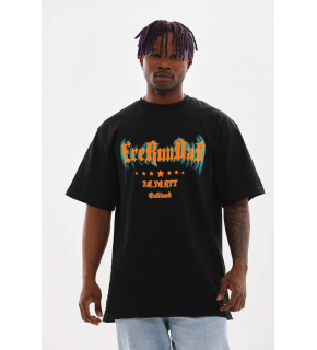 Erkek Baskılı T-Shirt Kısa Kol Bisiklet Yaka Rahat Kalıp Tişört - Siyah