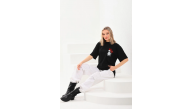 Kadın Kısa Kol Yazlık Tişört Bisiklet Yaka Baskılı Oversize T-Shirt - Siyah Kadın Kısa Kol Yazlık Tişört Bisiklet Yaka Baskılı Oversize T-Shirt - Siyah