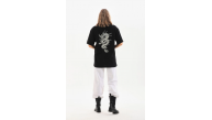 Kadın Kısa Kol Yazlık Tişört Bisiklet Yaka Ejderha Baskılı T-Shirt - Siyah Kadın Kısa Kol Yazlık Tişört Bisiklet Yaka Ejderha Baskılı T-Shirt - Siyah
