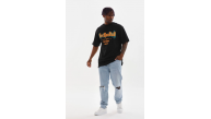 Erkek Baskılı T-Shirt Kısa Kol Bisiklet Yaka Rahat Kalıp Tişört - Siyah