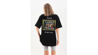Kadın Kısa Kol Yazlık Tişört Bisiklet Yaka Baskılı Oversize T-Shirt - Siyah Kadın Kısa Kol Yazlık Tişört Bisiklet Yaka Baskılı Oversize T-Shirt - Siyah
