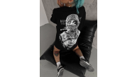 Kadın Kısa Kol Tişört Bisiklet Yaka Filistin Poşülü Baskılı T-Shirt - Siyah Kadın Kısa Kol Tişört Bisiklet Yaka Filistin Poşülü Baskılı T-Shirt - Siyah