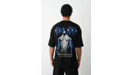 Erkek Baskılı Oversize  Kısa kol T-Shirt - Siyah