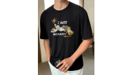 Erkek Baskılı T-Shirt Kısa Kol Bisiklet Yaka Regular Fit Rahat Kalıp Günlük Tişört - Siyah