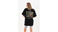 Kadın Kısa Kol Yazlık Tişört Bisiklet Yaka Baskılı Oversize T-Shirt - Siyah Kadın Kısa Kol Yazlık Tişört Bisiklet Yaka Baskılı Oversize T-Shirt - Siyah