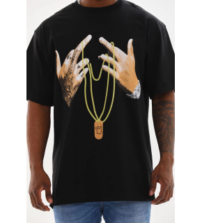 Erkek Baskılı T-Shirt Kısa Kol Bisiklet Yaka Rahat Kalıp Günlük Tişört - Siyah