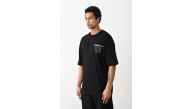 Erkek Kısa Kol Yazlık Tişört Bisiklet Yaka Baskılı Oversize T-Shirt - Siyah Erkek Kısa Kol Yazlık Tişört Bisiklet Yaka Baskılı Oversize T-Shirt - Siyah