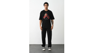 Erkek Boxy Eldiven Baskılı T-Shirt Kısa Kol Bisiklet Yaka Tişört - Siyah Erkek Boxy Eldiven Baskılı T-Shirt Kısa Kol Bisiklet Yaka Tişört - Siyah