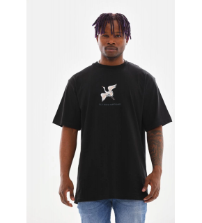Erkek Baskılı T-Shirt Yazlık Kısa Kol Bisiklet Yaka Tişört - Siyah