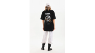 Kadın Kısa Kol Yazlık Tişört Bisiklet Yaka Baskılı Oversize T-Shirt - Siyah Kadın Kısa Kol Yazlık Tişört Bisiklet Yaka Baskılı Oversize T-Shirt - Siyah