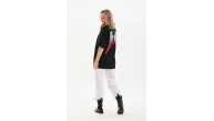 Kadın Baskılı Tişört Kısa Kol Bisiklet Yaka Oversize T-Shirt - Siyah Kadın Baskılı Tişört Kısa Kol Bisiklet Yaka Oversize T-Shirt - Siyah