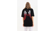 Kadın Baskılı Tişört Kısa Kol Bisiklet Yaka Oversize T-Shirt - Siyah Kadın Baskılı Tişört Kısa Kol Bisiklet Yaka Oversize T-Shirt - Siyah
