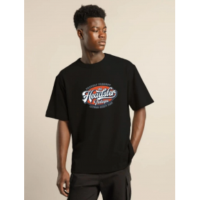 Erkek Baskılı T-Shirt Kısa Kol Bisiklet Yaka Regular Fit Rahat Kalıp Günlük Tişört - Siyah