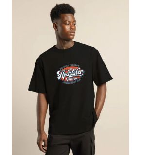 Erkek Baskılı T-Shirt Kısa Kol Bisiklet Yaka Regular Fit Rahat Kalıp Günlük Tişört - Siyah