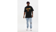 Erkek Baskılı T-Shirt Kısa Kol Bisiklet Yaka Rahat Kalıp Tişört - Siyah