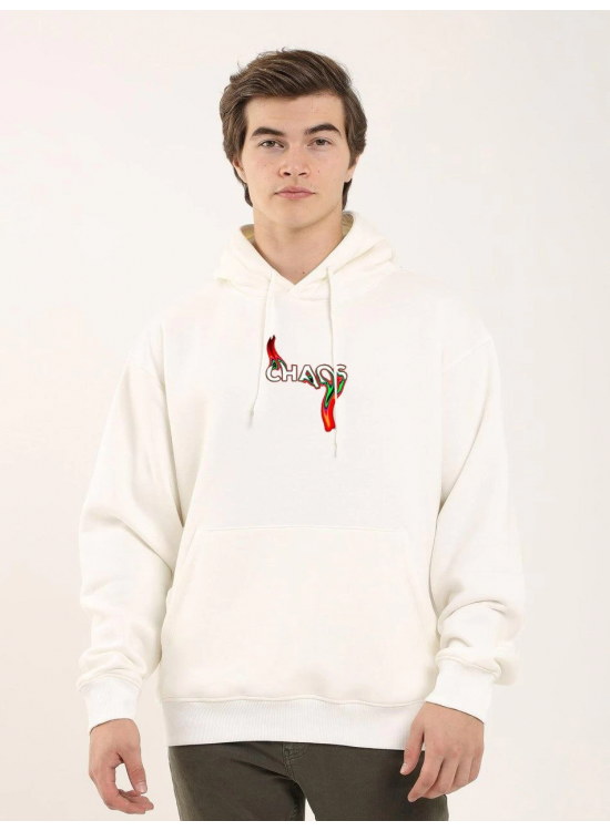 Erkek 3 İplik Pamuklu Kapüşonlu Baskılı Cepli Oversize Sweatshirt Hoodie - Beyaz Erkek 3 İplik Pamuklu Kapüşonlu Baskılı Cepli Oversize Sweatshirt Hoodie - Beyaz
