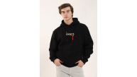 Erkek 3 İplik Pamuklu Kapüşonlu Baskılı Cepli Oversize Sweatshirt Hoodie - Siyah Erkek 3 İplik Pamuklu Kapüşonlu Baskılı Cepli Oversize Sweatshirt Hoodie - Siyah