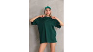 Kadın Düz Kısa kol Penye T-shirt- Yeşil Kadın Düz Kısa kol Penye T-shirt- Yeşil