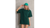 Kadın Düz Kısa kol Penye T-shirt- Yeşil Kadın Düz Kısa kol Penye T-shirt- Yeşil