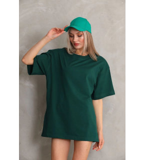 Kadın Düz  Kısa kol Penye T-shirt- Yeşil